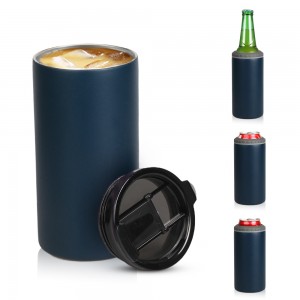 Pemegang tin Slim 16oz Keluli Tahan Karat Sublimasi 4 Dalam 1 Tumbler Can Cooler With Cover