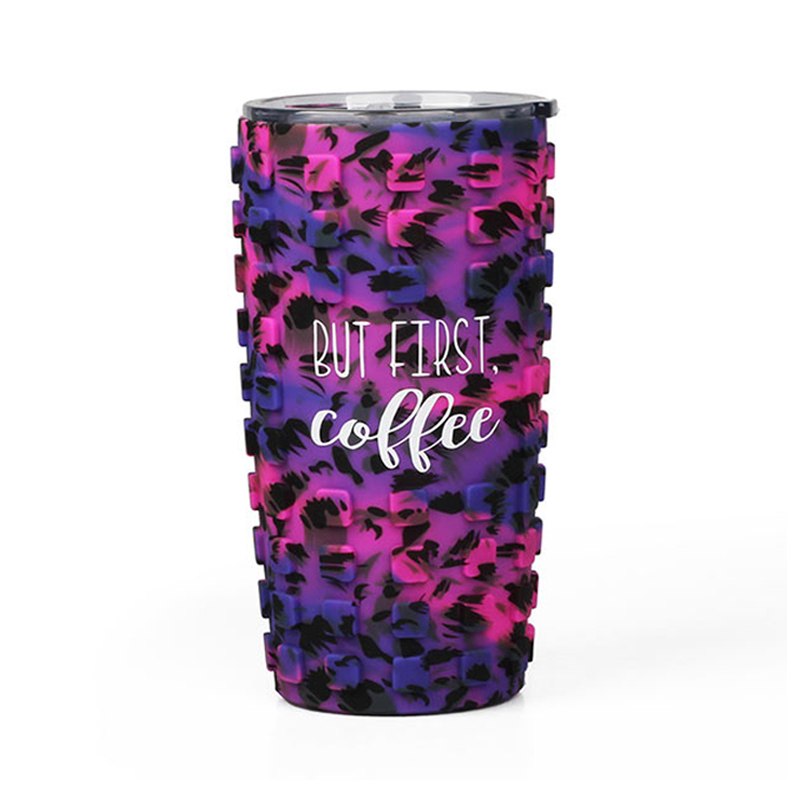 Hot Selling 20oz 3D Square Embossing Silicone Wrapped Stainless Steel Tumbler Featured Image