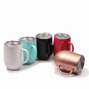 Wholesale 12oz Shaped Stemless Stainless Steel Wine Tumbler Cups With Handle