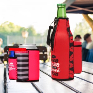 Reusable Full Color Neoprene Beer Slim With Opener Can Cooler Holder for Travel