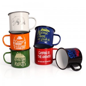 Wholesale Colorful Sublimation or Logo printing Custom Camping Enamel Mug