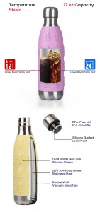 Wholesale 3D Pineapple Embossing Silicone Wrapped Stainless Steel Bottle