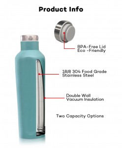 Gorąca sprzedaż Izolowana próżniowo butelka na wodę ze stali nierdzewnej, niezawierająca BPA, do siłowni