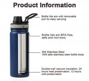 Wholesale 18oz BPA Free Stainless Steel Water Bottle for Outdoor