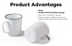 Fivarotana mafana 2019 New Design Double Wall Vacuum Insulated Camp Enamel Mug