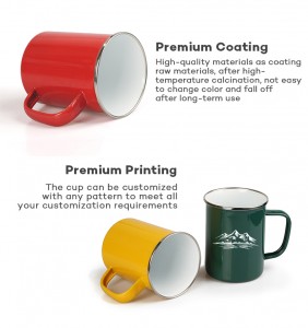 Wholesale 15 OZ Enamel Camp Mugs with Handle Camping Mug for Outdoor