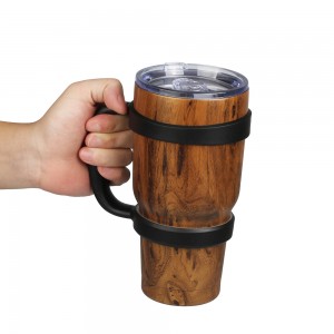 Suport pentru pahare Yeticool din oțel inoxidabil de 30 oz, ceașcă de cafea unică din lemn