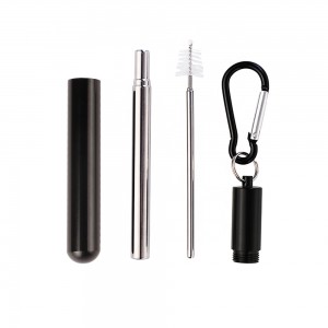 Wholesale Stainless Steel Straw Reusable Metal Telescoping Straw with Aluminium Case for Coffee