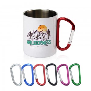 Custom Sublimation Blanks Stainless Steel Mug With Carabiner Handle Double Wall