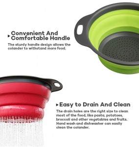 Ambongadiny Collapsible Colander Colanders Strainers BPA Free Silicone Strainer ho an'ny lakozia