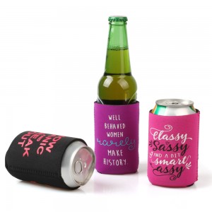 Cerveza de neopreno reutilizable a todo color delgada con abridor de latas soporte para refrigerador para viajes