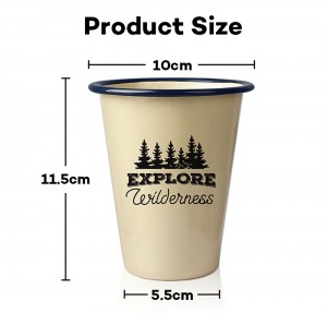 Hight Quality Enamel Mug V Shape Custom Camping Mugs for Coffee