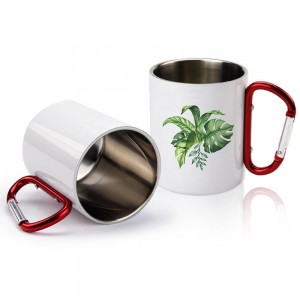 Custom Sublimation Blanks Stainless Steel Mug With Carabiner Handle Double Wall