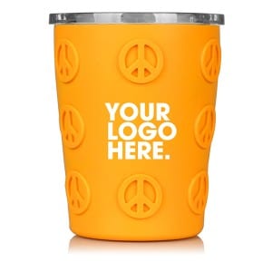 8oz 3D Peace Sign Embossing Silicone Sleeve Sleeve Stainless Steel Tumbler Cups
