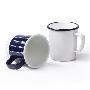 Factory Price 12 OZ V Shape Camping Enamel mug with Handle