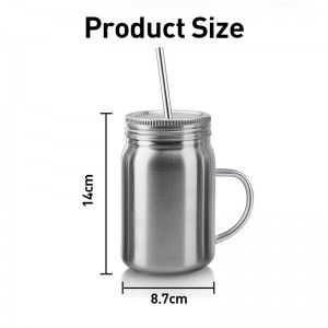 Wholesale 16 oz Stainless Steel Mason Jars In Bulk With Straw And Handle