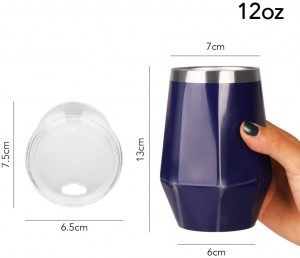 Wholesale 12oz Diamond Shape Stemless Stainless Steel Wine Tumbler Cups