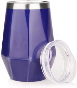 Wholesale 12oz Diamond Shape Stemless Stainless Steel Wine Tumbler Cups