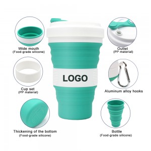 여행용 재사용 가능한 BPA 프리 접이식 실리콘 컵