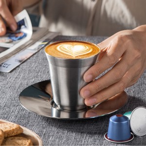 លក់ដុំ 304 Stainless Steel Double Wall Shot Cup Espresso Coffee Tumbler Cups