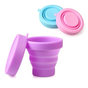 Wholesale Safe Silicone Collapsible Cup with Lid for Coffee
