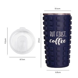 20oz 3D Square Embossing Silicone Wrapped Stainless Steel Tumbler