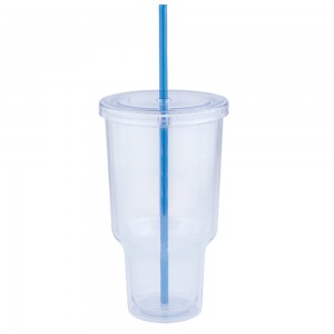 Plastic 30 oz BPA Free Clear Custom Printing Travel Tumbler Cups With Lid Straw