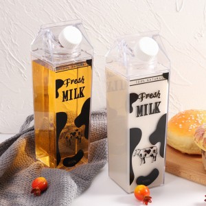 Botella de agua del cartón de leche del claro de la caja de la forma del cartón de la leche de los deportes con la tapa para beber en el exterior
