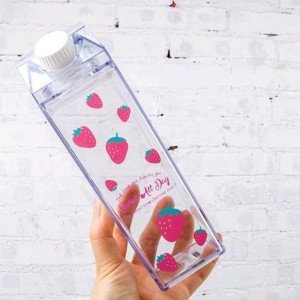Sports Milk Carton Shape Box Clear Milk Carton Water Bottle With Lid For Outside Drinking