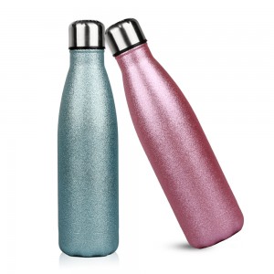 500ml Double Wall Vacuum Insulated Stainless Steel Drinking 500ml Metal Custom Powder Cola Shaped Bottle Wholesale