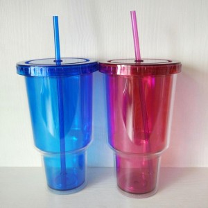Plastic 30 oz BPA Free Clear Custom Printing Travel Tumbler Cups With Lid Straw