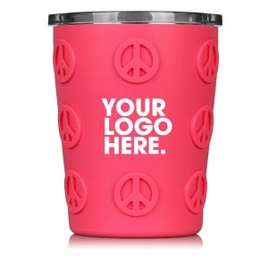 8oz 3D Peace Sign Embossing Silicone Sleeve Stainless Steel Tumbler Cups