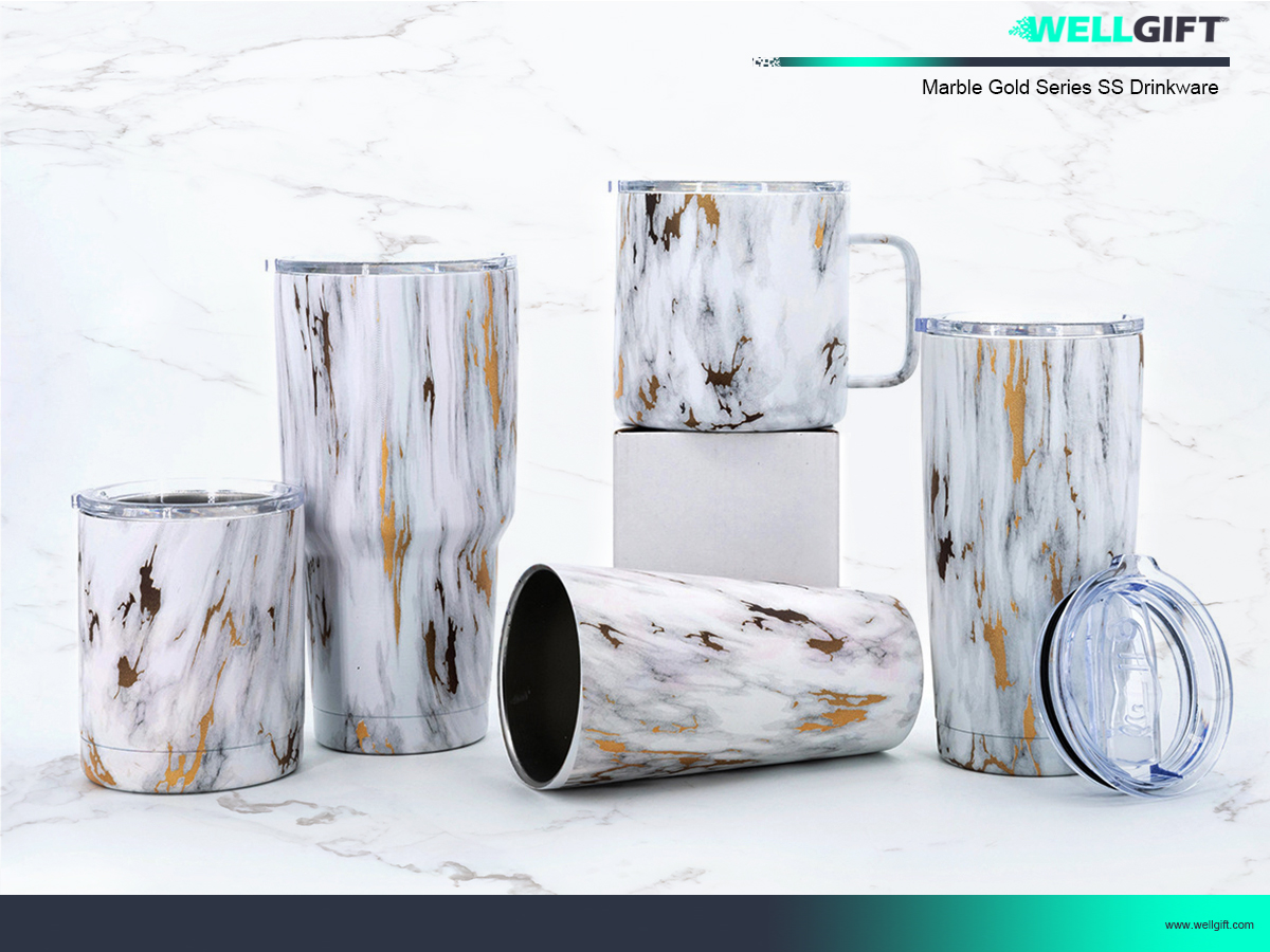 Marble texture stainless steel tumbler water bottle series Featured Image