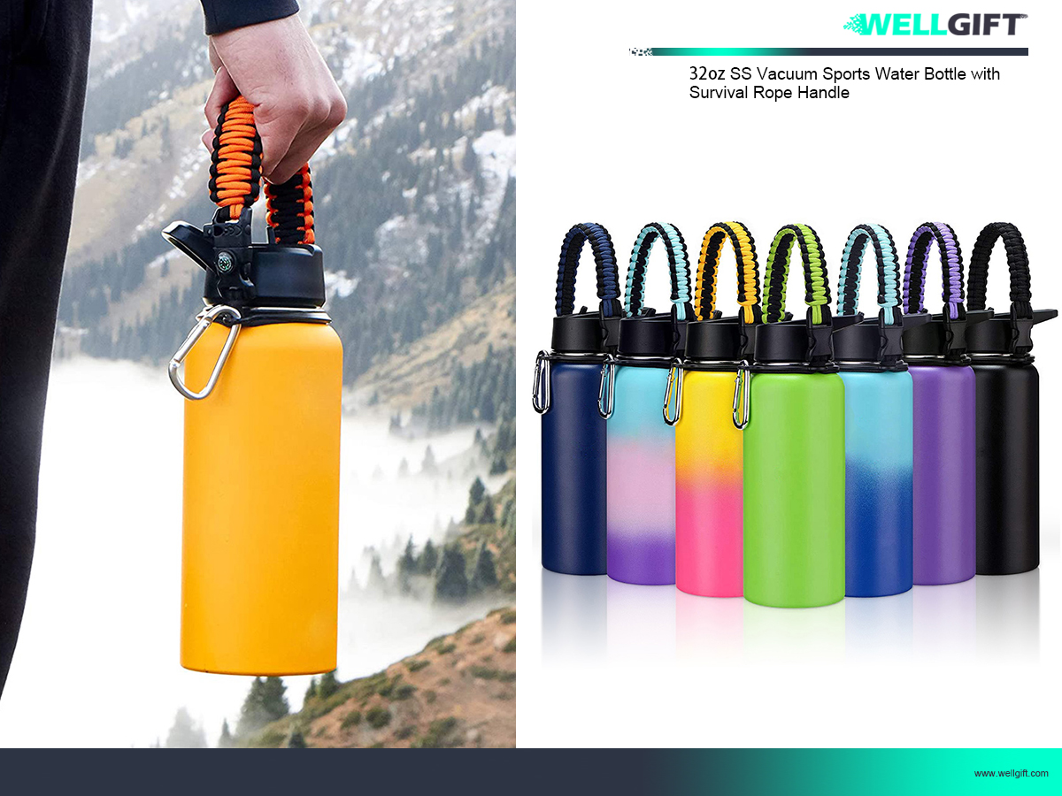 Outdoor large capacity stainless steel water bottle with handle Featured Image