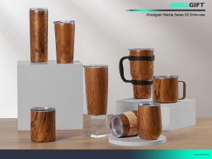 Wood grain stainless steel tumbler water bottle series