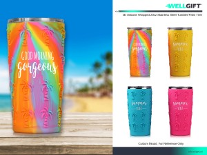 3D Silicone Wrapped 20oz Stainless Steel Tumbler-palm Tree