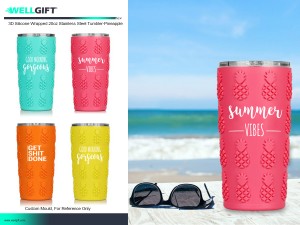 3D Silicone Wrapped 20oz Stainless steel Tumbler-pineapple