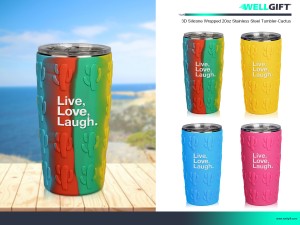 3D Silicone Wrapped 20oz Stainless Steel Tumbler-cactus