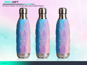 3D Silicone na Nakabalot 17oz Stainless Steel Vacuum Bottle-pineapple