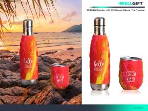 SS Bottle / Tumbler na may 3D Silicone Sleeve-the Tropical