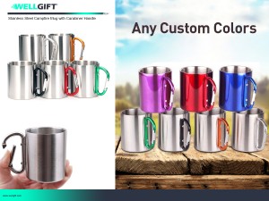 stainless steel Campfire Mug with Carabiner Handle