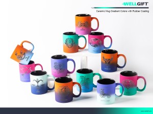 Rubber Coating ဖြင့် Ceramic Mug Gradient အရောင်များ