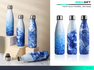 500ml blue and white porcelain stainless steel water bottle