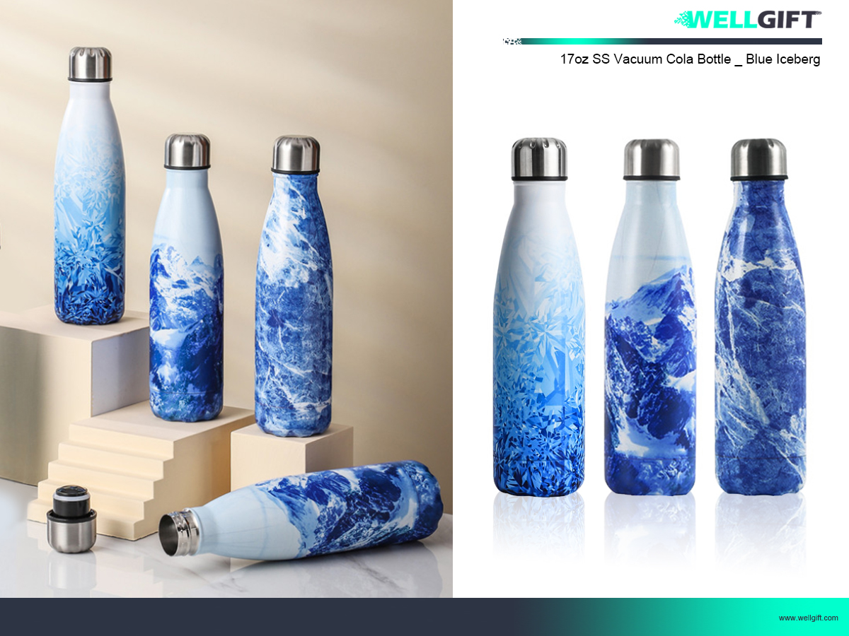 500ml blue and white porcelain stainless steel water bottle Featured Image